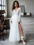 Shop 2026 ANNAKOO Long Sleeve V Neck Lace Tulle A Line Wedding Dress Under 189