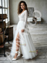 Shop 2026 ANNAKOO Long Sleeve V Neck Lace Tulle A Line Wedding Dress Under 189