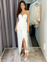 Shop 2026 ANNAKOO Sweetheart Beading Sheath Column Satin Wedding Dress With Slit Under 179
