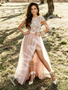 Shop 2026 ANNAKOO Scoop A Line Lace Tulle Pink Wedding Dress With Slit Under 200