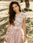 Shop 2026 ANNAKOO Scoop A Line Lace Tulle Pink Wedding Dress With Slit Under 200