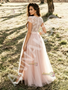 Shop 2026 ANNAKOO Scoop A Line Lace Tulle Pink Wedding Dress With Slit Under 200
