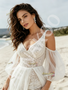 Shop 2026 ANNAKOO V Neck Sequin Tulle Short Detachable Sleeves Wedding Dress Under 178