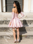 Shop 2026 ANNAKOO Pink Sweetheart Satin A Line Long Sleeve Homecoming Dress Under 99