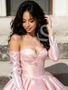 Shop 2026 ANNAKOO Pink Sweetheart Satin A Line Long Sleeve Homecoming Dress Under 99