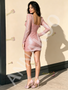 Shop 2026 ANNAKOO Pink Long Sleeve Square Beading Sheath Column Homecoming Dress Under 148