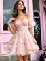 Shop 2026 ANNAKOO Tulle Off The Shoulder Blush Pink Short Mini Homecoming Dress Under 119
