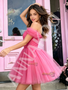 Shop 2026 ANNAKOO Fuchsia Tulle A Line Off The Shoulder Homecoming Dress Under 129