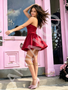 Shop 2026 ANNAKOO Red Sweetheart Short Mini Satin Homecoming Dress Under 99
