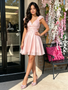 Shop 2026 ANNAKOO Light Pink V Neck Tulle Ruched A Line Homecoming Dress Under 139