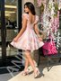 Shop 2026 ANNAKOO Light Pink V Neck Tulle Ruched A Line Homecoming Dress Under 139