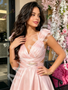 Shop 2026 ANNAKOO Light Pink V Neck Tulle Ruched A Line Homecoming Dress Under 139