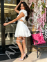 Shop 2026 ANNAKOO V Neck Ruffles White Tulle Short Mini Homecoming Dress Under 129