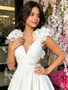 Shop 2026 ANNAKOO V Neck Ruffles White Tulle Short Mini Homecoming Dress Under 129