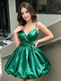 Shop 2026 ANNAKOO Green Spaghetti Straps Satin Cut Out Ruched Homecoming Dress Under 129