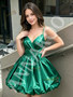 Shop 2026 ANNAKOO Green Spaghetti Straps Satin Cut Out Ruched Homecoming Dress Under 129