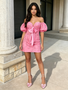Shop 2026 ANNAKOO Pink Puffy Sleeves Sheath Column Lace Homecoming Dress Under 138