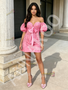Shop 2026 ANNAKOO Pink Puffy Sleeves Sheath Column Lace Homecoming Dress Under 138