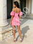 Shop 2026 ANNAKOO Pink Puffy Sleeves Sheath Column Lace Homecoming Dress Under 138