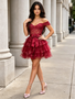 Shop 2026 ANNAKOO Burgundy Off The Shoulder Layers A Line Tulle Homecoming Dress Under 148