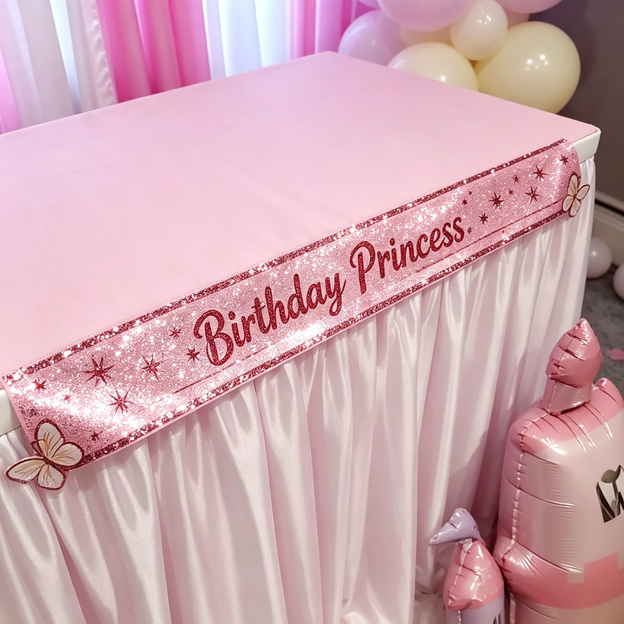 Princess birthday table decoration in pastel colors