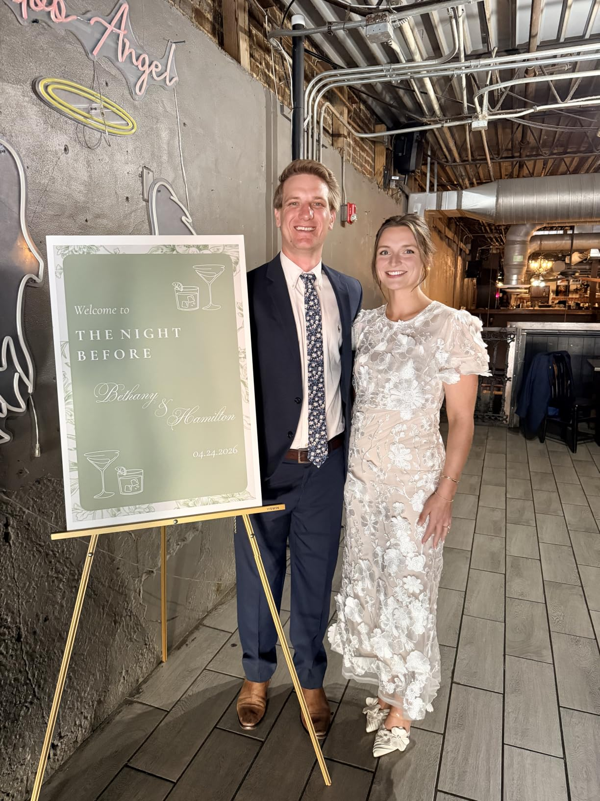 Full length photo of us together during the wedding celebration