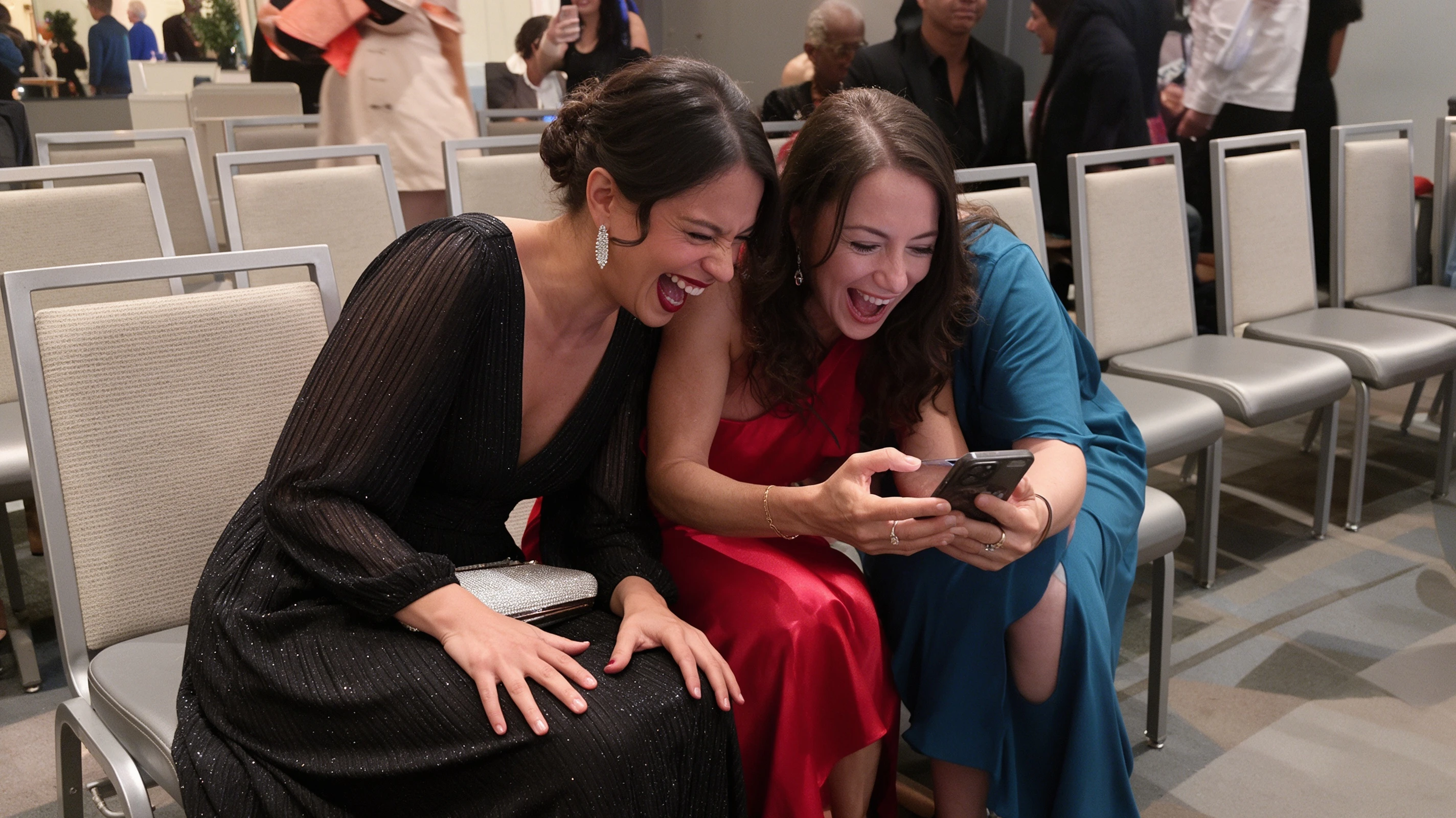 Woman laughing with friends