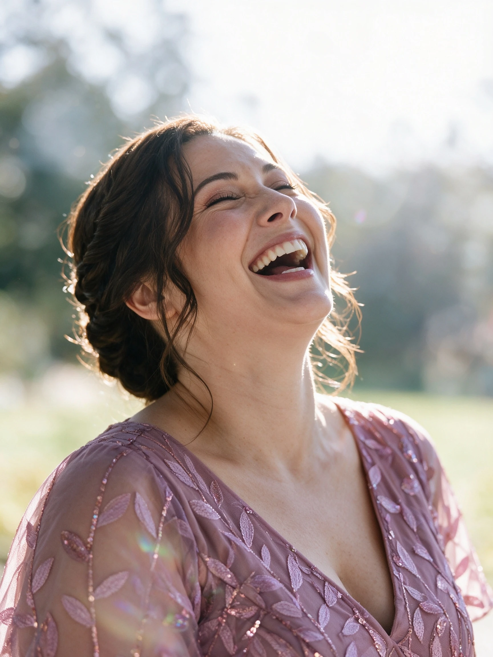 Mother laughing happily during her daughter's special wedding day