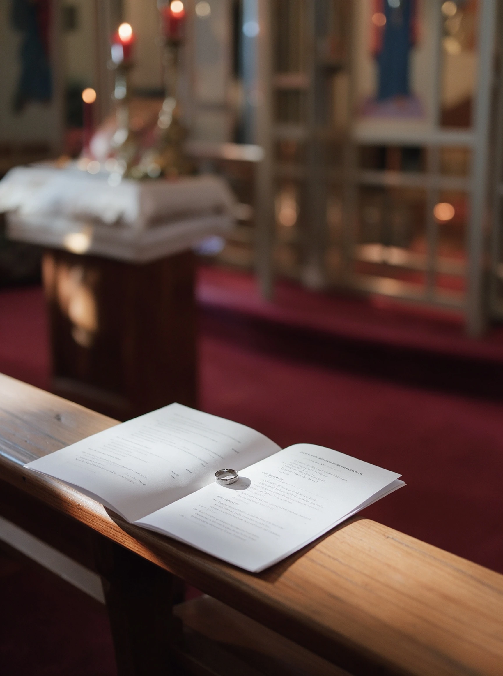 Prayer book and wedding rings before Lauren's October wedding ceremony