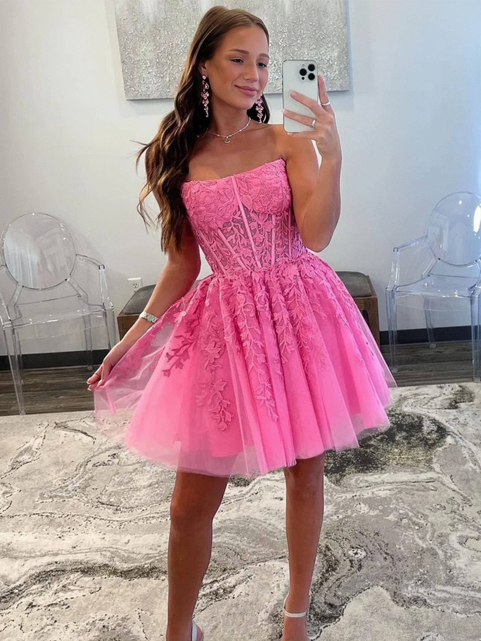 Hot Pink Strapless Short Homecoming Dress with Rhinestones · Sugerdress ·  Online Store Powered by Storenvy