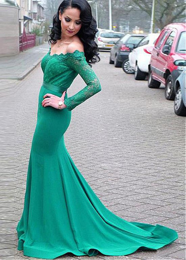 Off The Shoulder Mermaid Green Evening Party Dresses     fg2969 main image 0