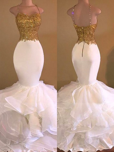 Trumpet/Mermaid Lace Sleeveless Spaghetti Straps Black Formal Dresses main image 1