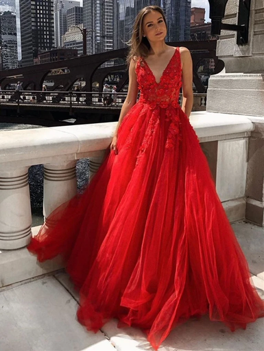 A Line Red Lace Graduation Dresses Applique Square Prom Dress 2024 main image 1