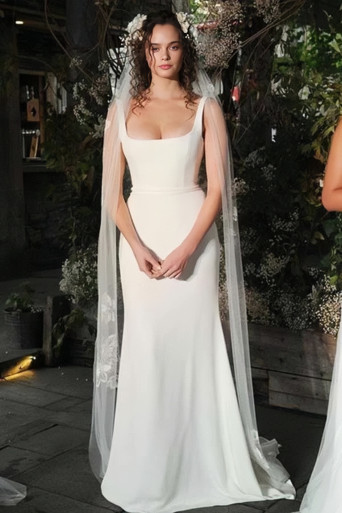 Shop 2023 ANNAKOO Backless Satin Mermaid Square Neck Backless Wedding ...