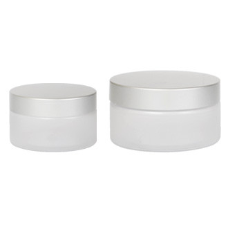 Boston Round Frosted PET Jar With Silver Cap
