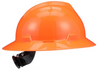 MSA Safety 10021292 V Gard, Polyethylene Full Brim Hard Hat Hi-Vis Orange w/ Fas-Trac III Ratchet Suspension, Type 1 Class E