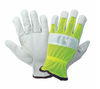 Global Glove 3100GHV High-Visibility Mesh Back Goatskin Leather Palm Driver Gloves