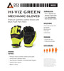 MG101- DEX SAVIOR Premium Synthetic Palm Patch Hi-Viz Green Mechanic Glove-Touch Screen