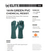 7214- ELITE 14" SANDY FINISH GREEN PVC Chemical Resistant Gloves - 12 pairs