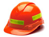 Pyramex® Reflective Hard Hat Stickers  Lime  on a orange helmet 