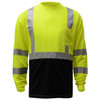 GSS Safety 5113 (TALL) Type R Class 3 Black Bottom Long Sleeve Safety Shirt - Yellow/Lime