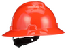 MSA 496075 Orange V-Gard Slotted Protective Hard Hats with Fas-Trac Suspension, Standard, Full Brim
