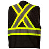 Pyramex RCZ2411 Type O Class 1 X-Back Two-Tone Surveyor BLACK Safety Vest