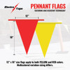 Pennant Banner Flags - OSHA 500lb Rated Safety Rooftop Flagging Barrier Traffic Party & Events - 105ft Strand Fade Resistant (Red, 12"x18"x105ft)