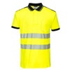 Portwest® PW3 Hi-Vis Cotton Comfort Short Sleeve Polo Shirt - Yellow/Black
