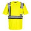 Portwest® S395 Detroit Hi-Vis Contrast Tape Short Sleeve T-Shirt - Yellow/Black