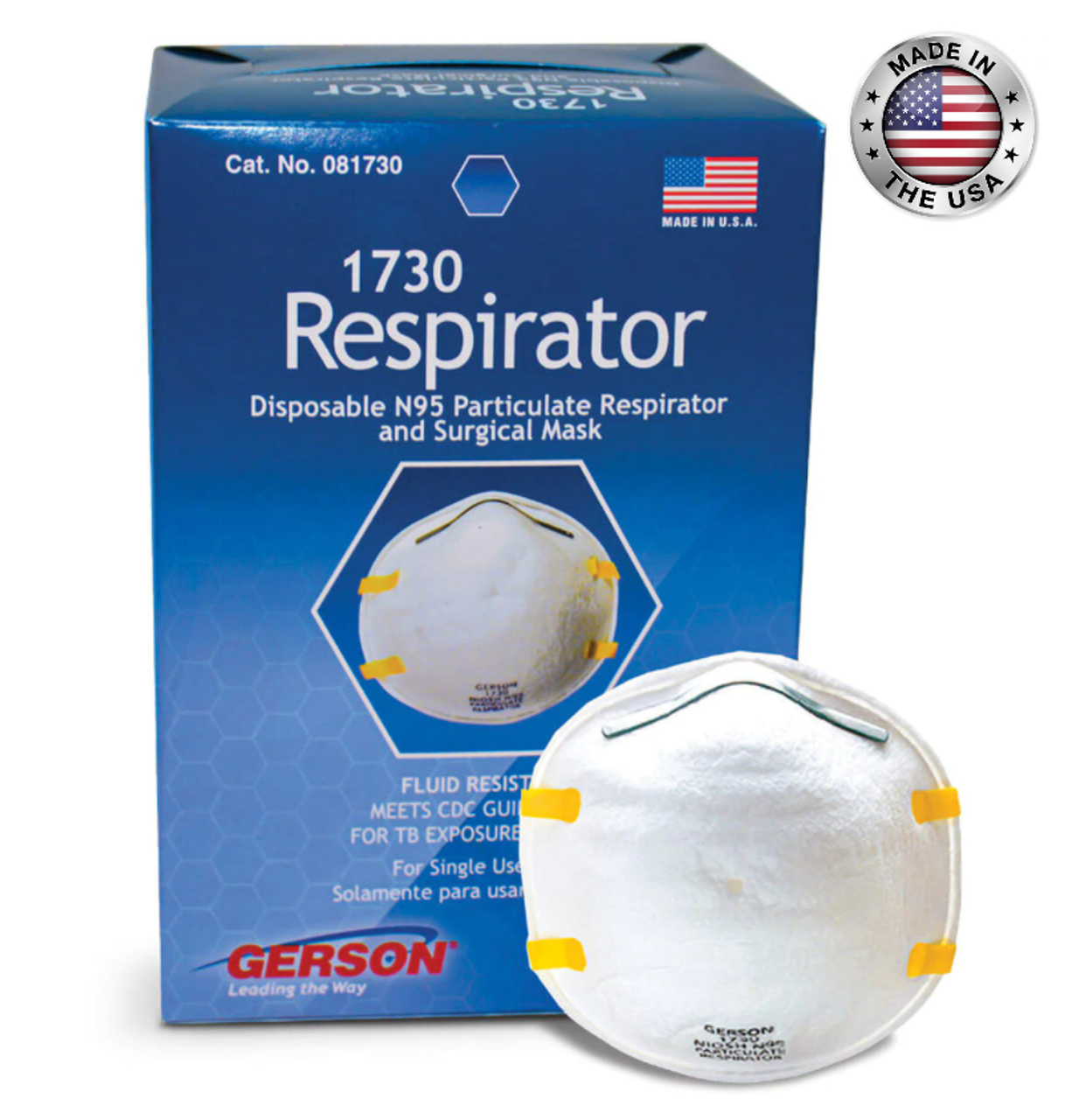 Gerson 1730 Made In USA Particulate Respirator N95 Mask (FDA-cleared, 20 per box)