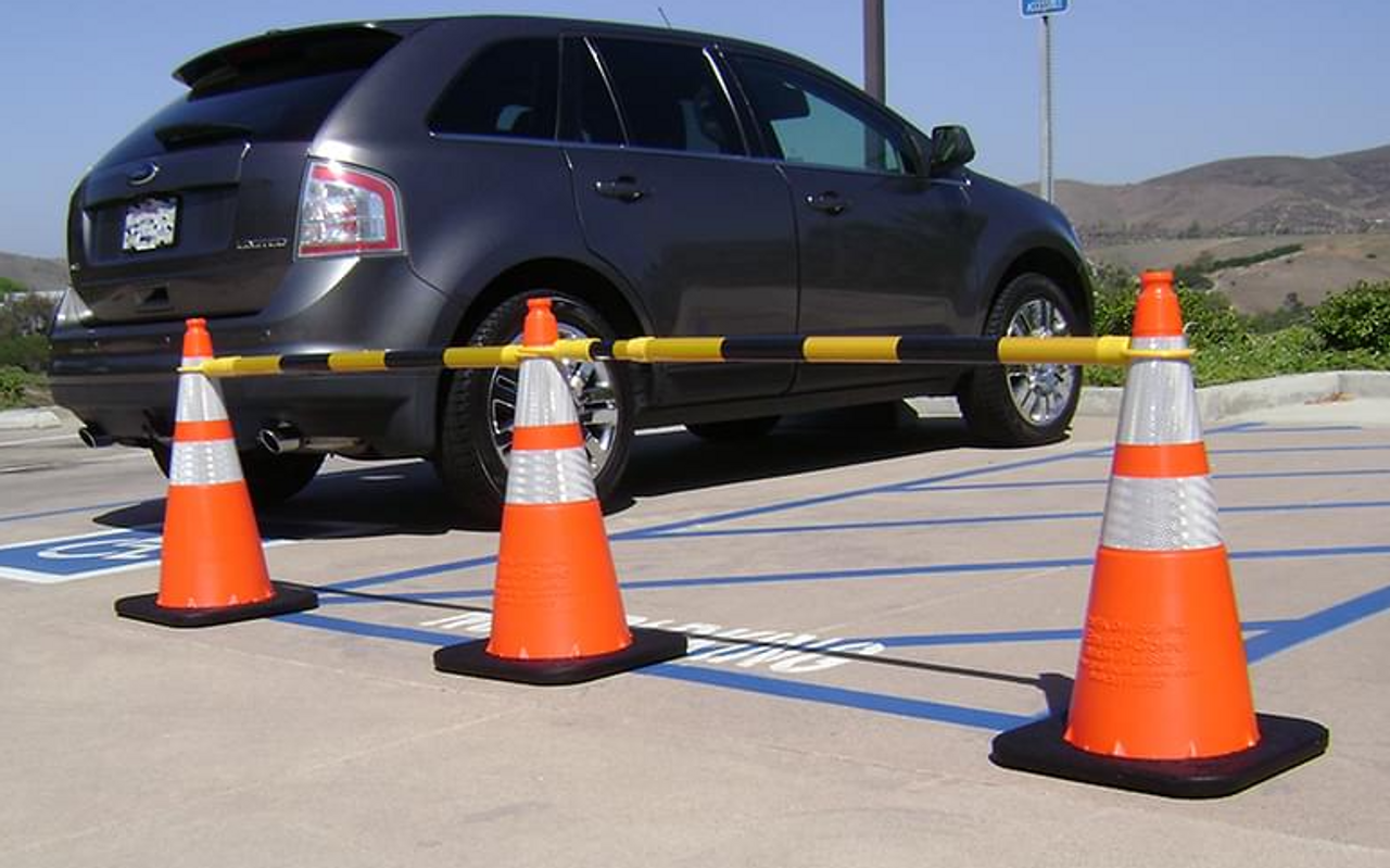 Cone Bar, Retractable, Yellow and Black, Reflective, for Road Signs Or Utility Works use, 55'' - 89"