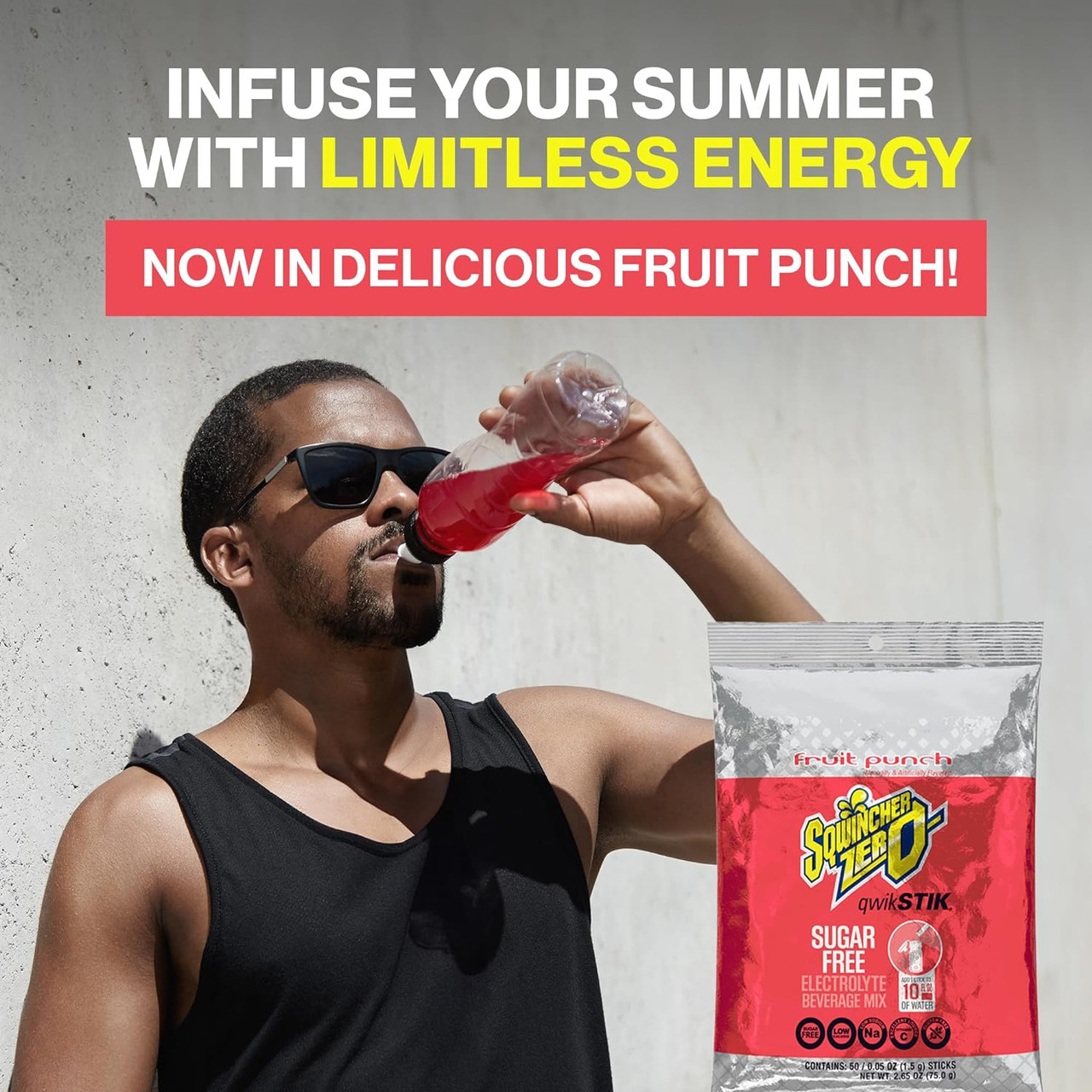 Sqwincher Zero Qwik Stik Sugar Free, Fruit Punch, 16-20 0z