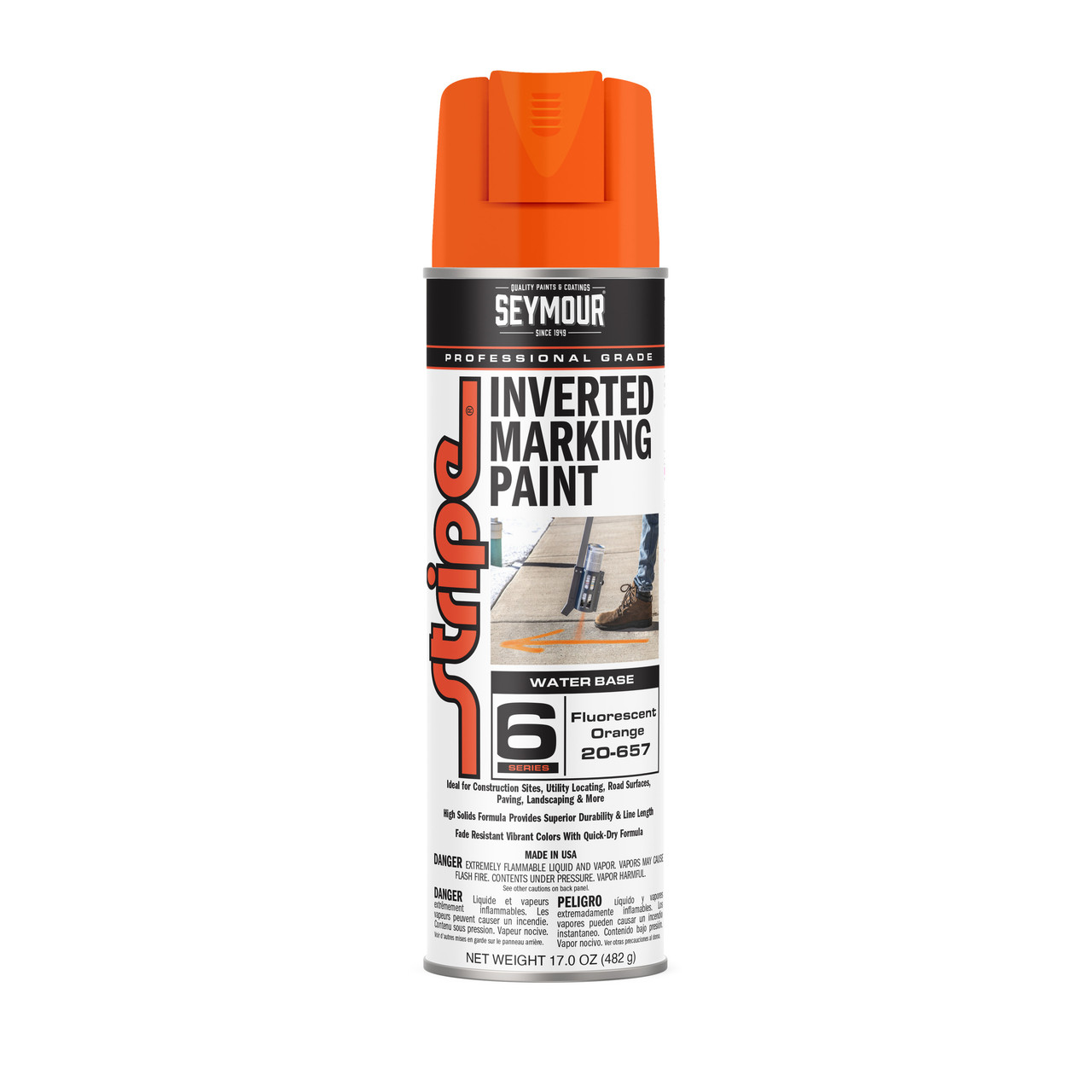 Seymour Inverted (WATER BASED) 20-657 Fluorescent Orange, 17 oz., Marking Paint - 12 CANS